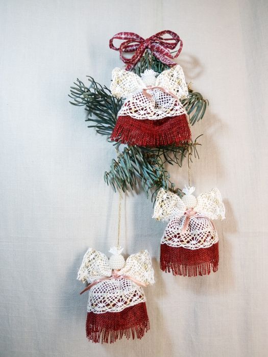 Set 3 Îngeraşi Crăciun handmade decorațiuni brad Crăciun ornamente