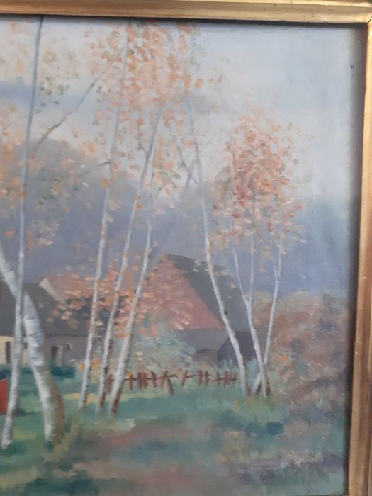 tablou vechi pictura pe panza 60/51 cm datat 1934