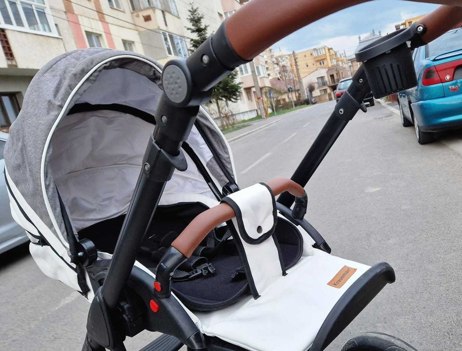 Cărucior 3 in 1 Krausman Topaz Lux - Alb-Gri
