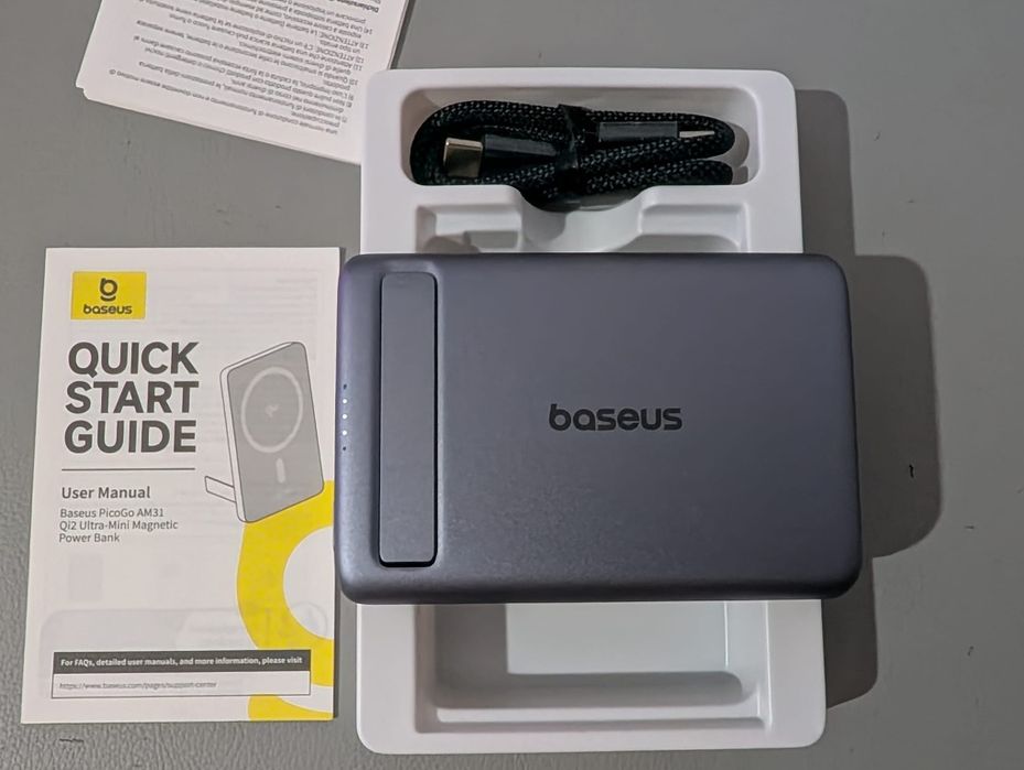 Baterie externă (power bank) Baseus PicoGo AM31 Qi2 Ultra-Mini, capacitate 5000mAh