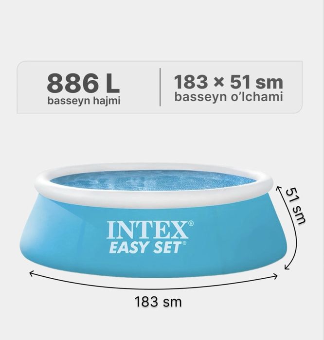 Intex basseyn bolalar uchun basseyn dastavka bor