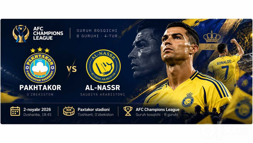 Al Nasir (Cristiano) va Paxtakor o'yini uchun bilet