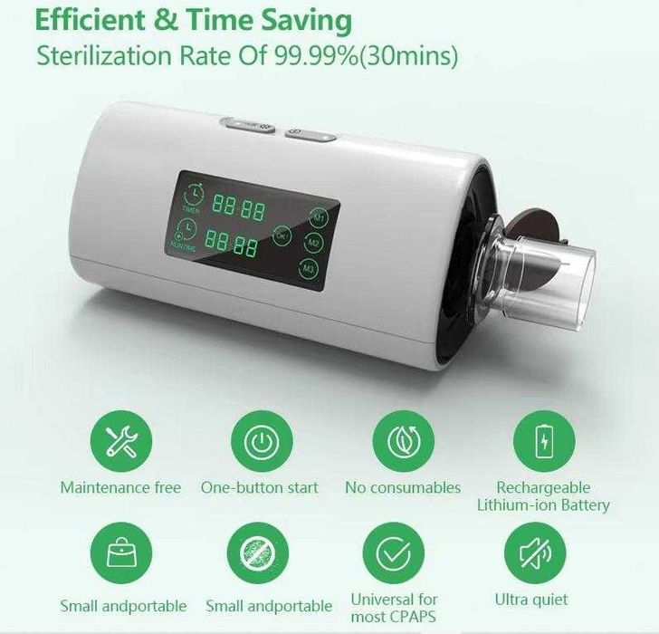 Озонов Дезинфикатор за BiLevel CPAP Апарат за Сънна Апнея Озон Генератор с Чанта и 4 броя Накрайника Озонов Генератор за Почистване на ЦПАП Апарат