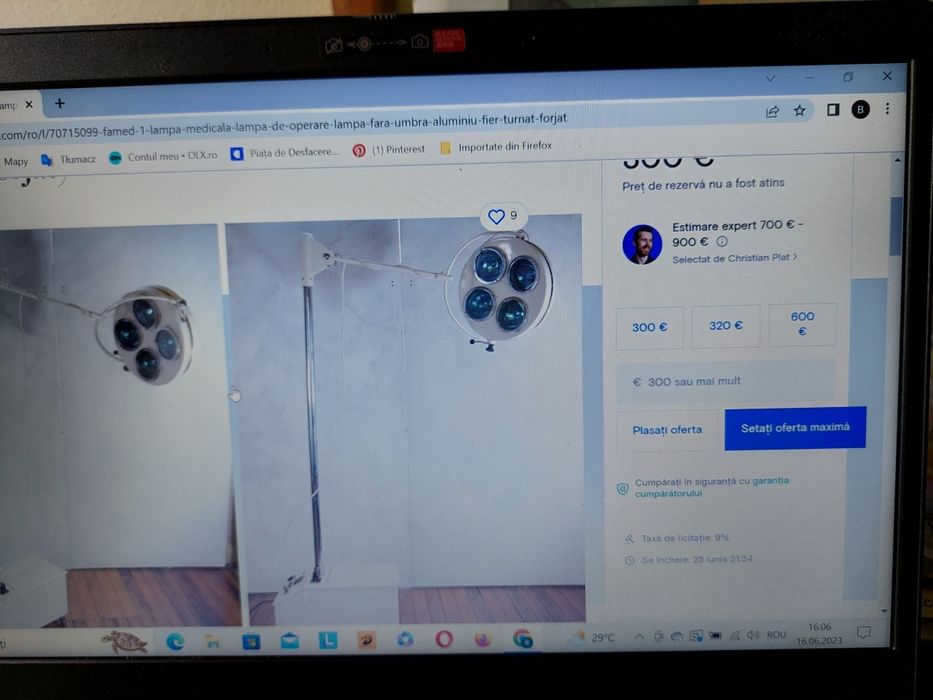 Lampa veche fără umbra de operatii