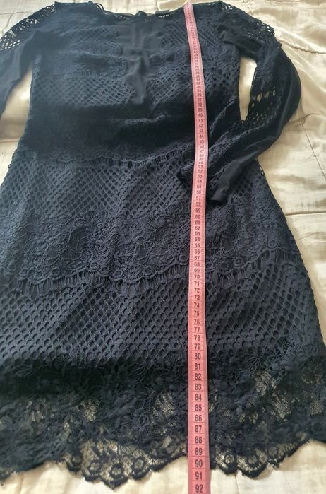 Gina Tricot M rochie neagră dantelă midi bodycon elegantă party evenimente ocazie nouă