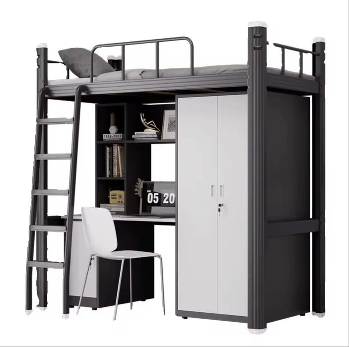 Кровать-чердак со столом и шкафом