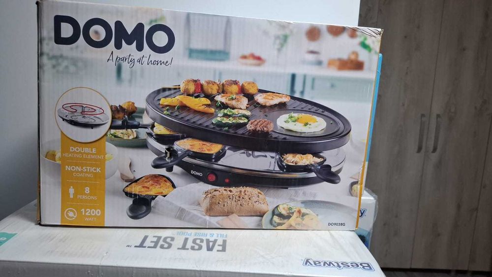 Gratar raclette pentru 8 persoane DO9038G, 1200 W, DOMO