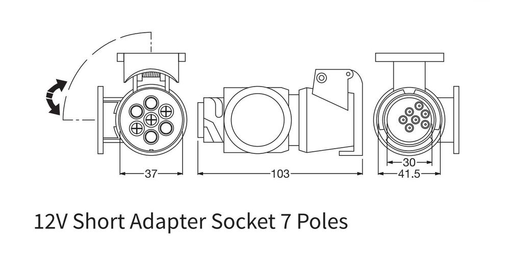 Букса Преходник Адаптер за Ремарке Теглич 12V ПВЦ от 13 към 7 Пина