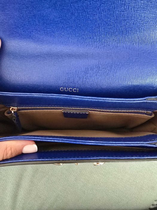 Gucci Horsebit – синя чанта с GG монограм