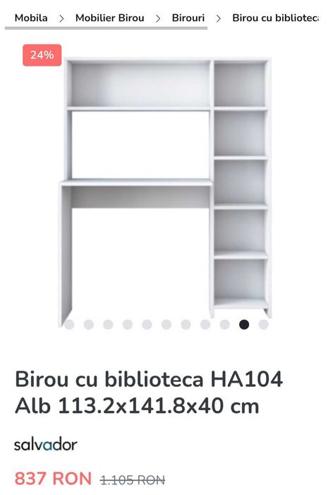 Birou de copii cu etajeră