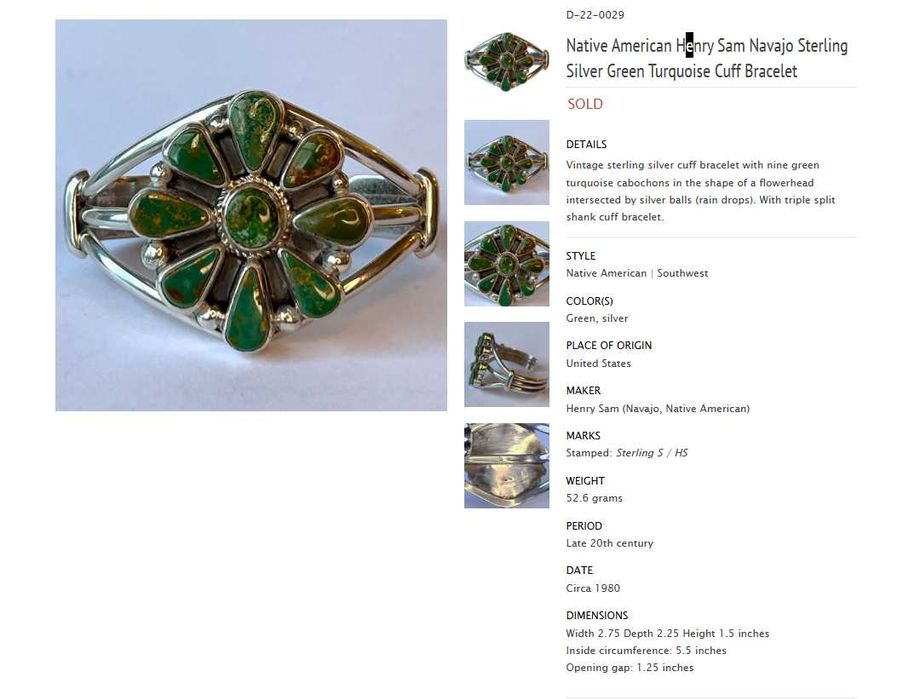 Brățară argint turcoaz Navajo „HS Sterling” – SUA 1980