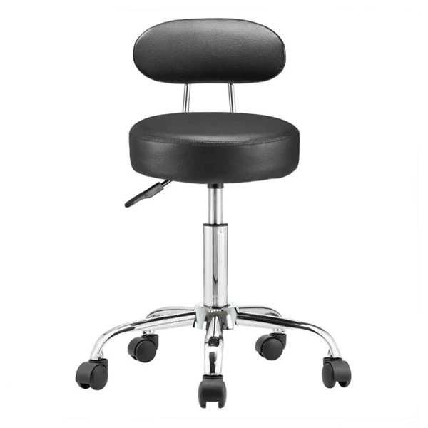 Козметична табуретка с облегалка/Работна табуретка с колелца - 2 цвята