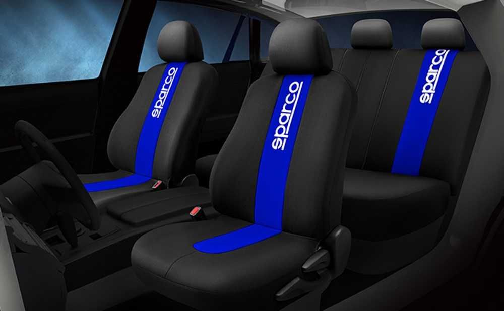 Комплект калъфи за седалки SPARCO - Черно/Синьо - 2мм Пяна.