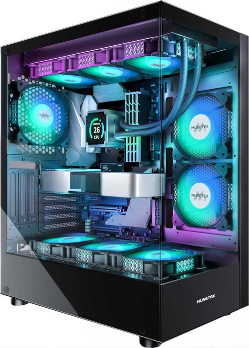 Carcasă PC MUSETEX ATX Mid-Tower (K2, Neagră)