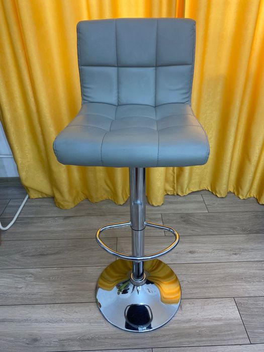 Scaun bar / make up, reglabil + rotire, gri