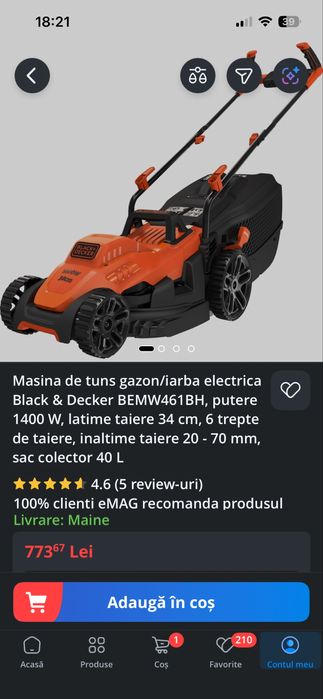 Masina de tuns iarba Black&Decker