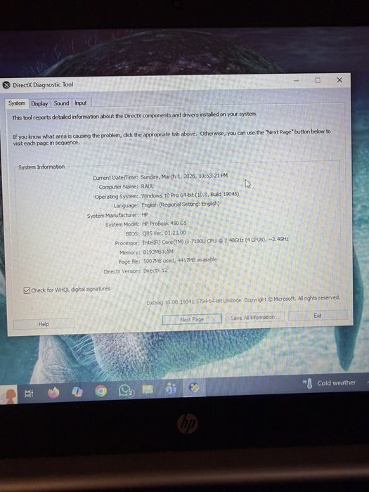 Laptop HP ProBook 450 G5