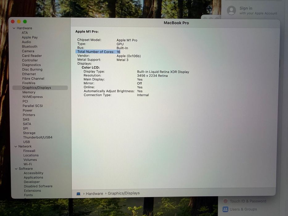 MacBook Pro 16" M1 Pro 10-CPU, 16-GPU, 32GB RAM, 512GB SSD