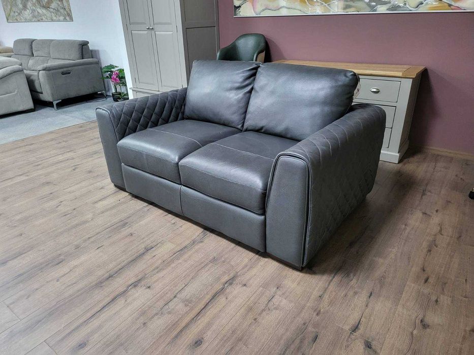 Сив кожен диван двойка