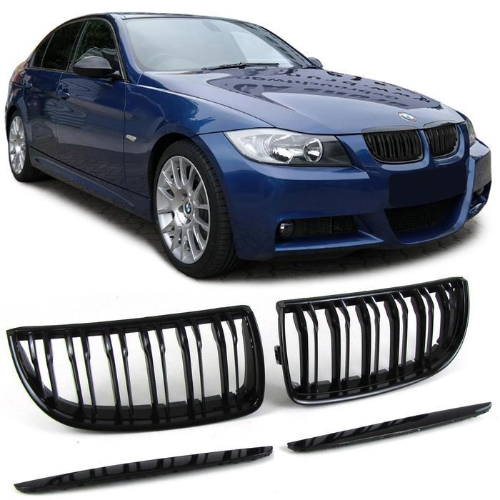 Grile negre duble Bmw E90 non facelift nfl si lci facelift  CALITATE PREMIUM ️️️️️