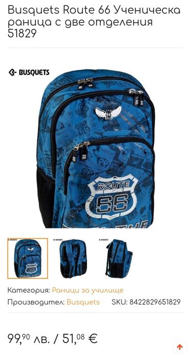 Ученическа раница с ортопедичен гръб и несесер