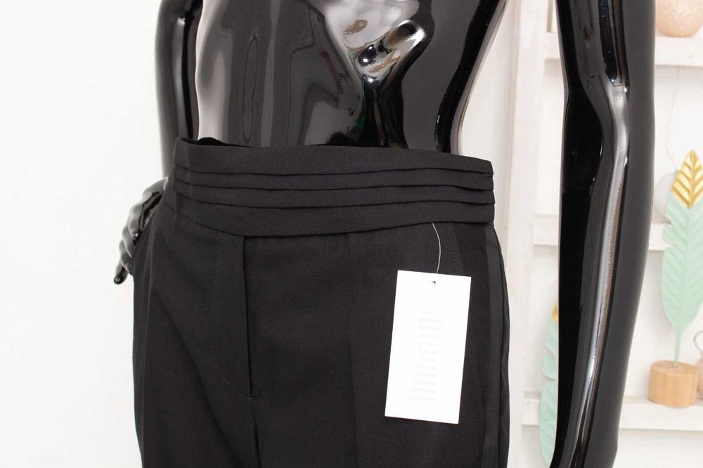 Viktor & Rolf By H&M дамски панталон от вълна черен сатенена лента 38