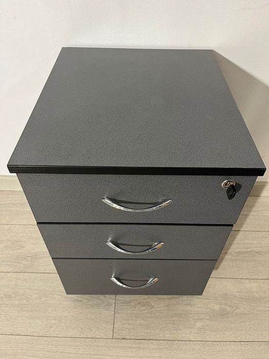 Rollbox cu 3 Sertare; Mic Dulap Birou Cub; Casetieră Noptieră