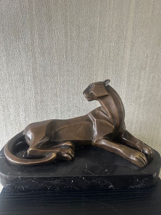 Бронзова скулптура „Пантера“ – Milo, Арт Деко, мраморна основа