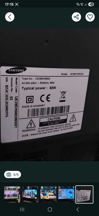 Ocazie  TV  Samsung full hd ,102 cm