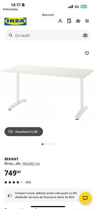 Masă de birou Ikea  reglabilă 160x80cm