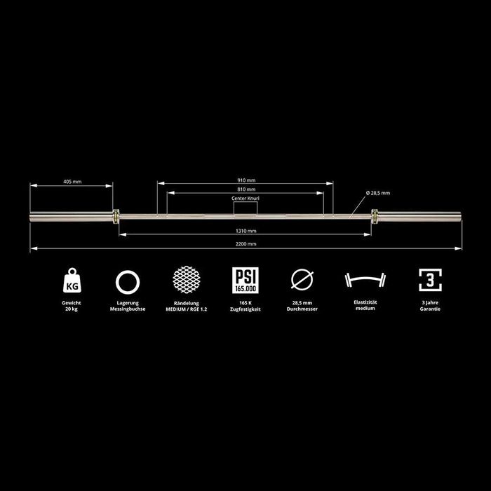 Олимпийски Прав Лост 220 см – 20 кг ATX Training Hybrid Bar, Лостове