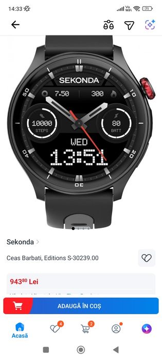 Oferta SIGILAT  Ceas Smartwatch SEKONDA Active Pro si Active Plus Smartwatch  curea neagra sau metalica rezistent la apa gps conectare telefon