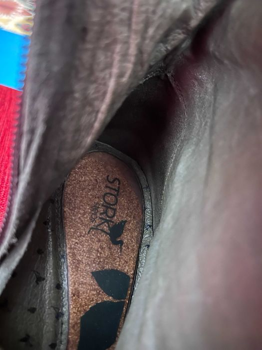 Stork Steps Taupe/Grey Leather Slouch Ankle Boots - Size 39