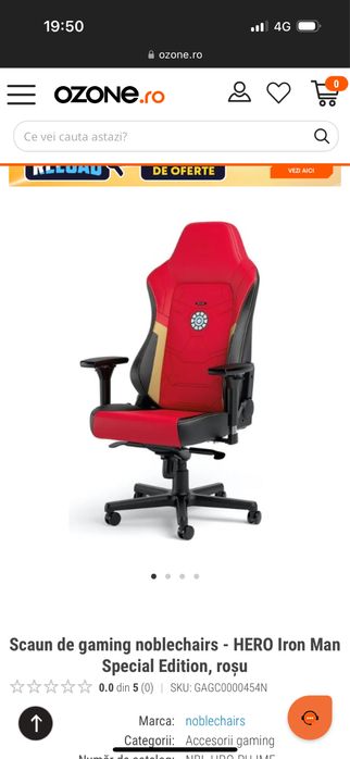 Scaun gaming Noblechairs Hero Iron Man