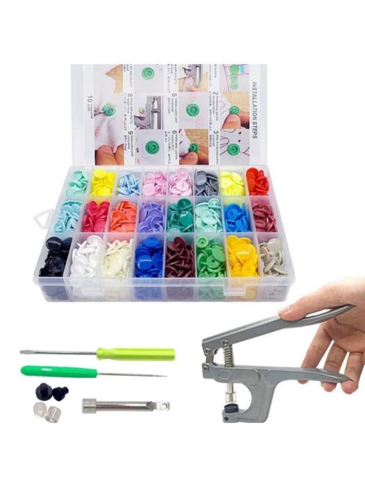 Кнопки пластиковые и установщик для них/ инструмент для шитья