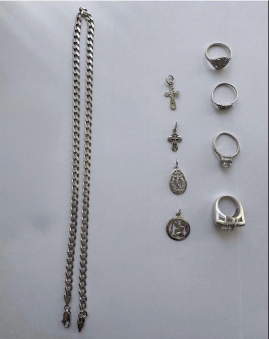 Серебро: цепочка кольцо кулон