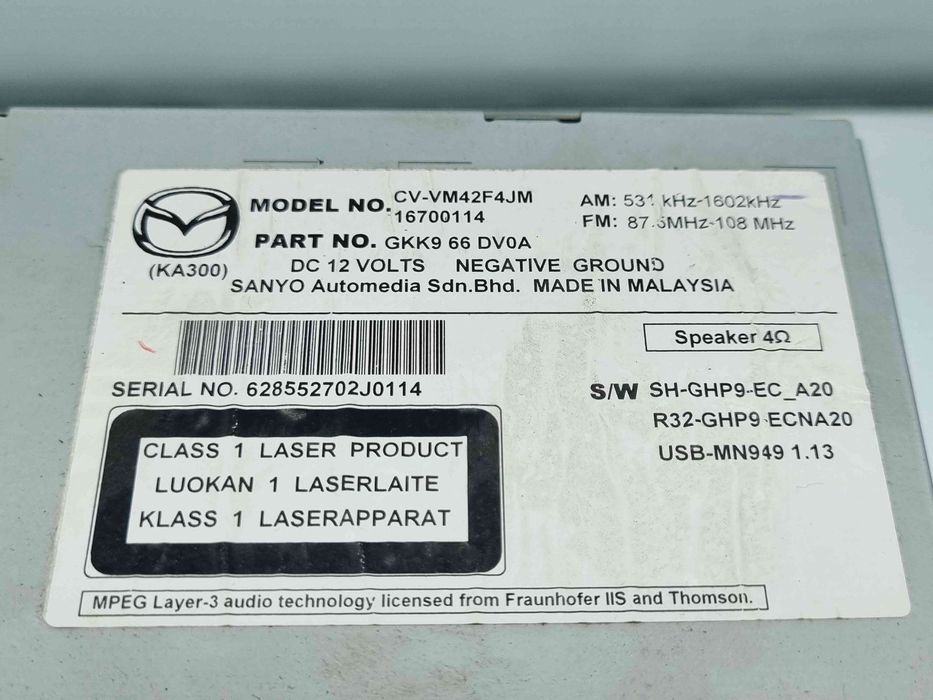 Radio CD cu navigatie MAZDA 6 (GJ1) [Fabr 2014-2021] GKK966DV0A