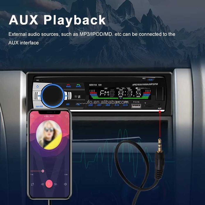 MP3 Плеър USB за автомобил кола бус радио блутут CD разговори AUX 1DIN