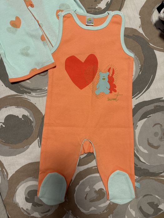 Нов комплект за бебе от 2 части Rach ромпър и връхно