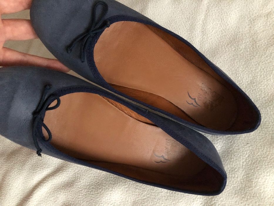 Pantofi balerini albastri piele naturala Made in Spain by AlbaModa 39