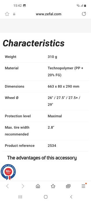 Крыло ZEFAL made in France