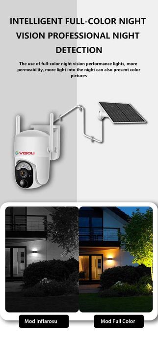 Camera de supraveghere Sim 4G cu Panou Solar Visoli® VS-S50 4G, 4MP