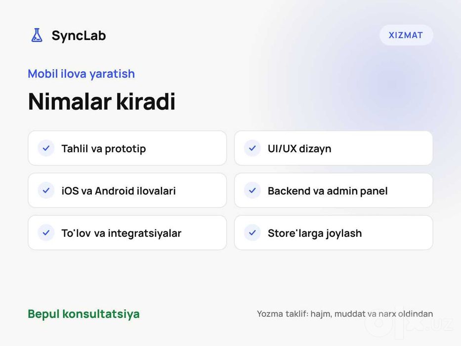Mobil ilova yaratish / Разработка мобильных приложений