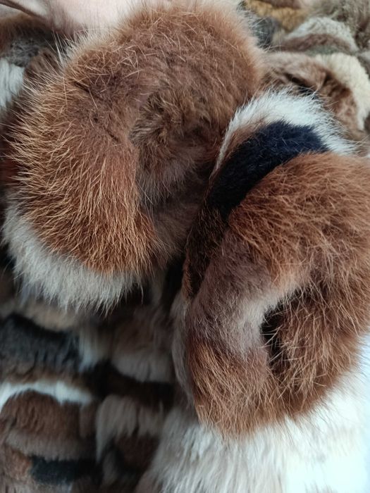 Шарено кожено палто от лисица естествен косъм размер М