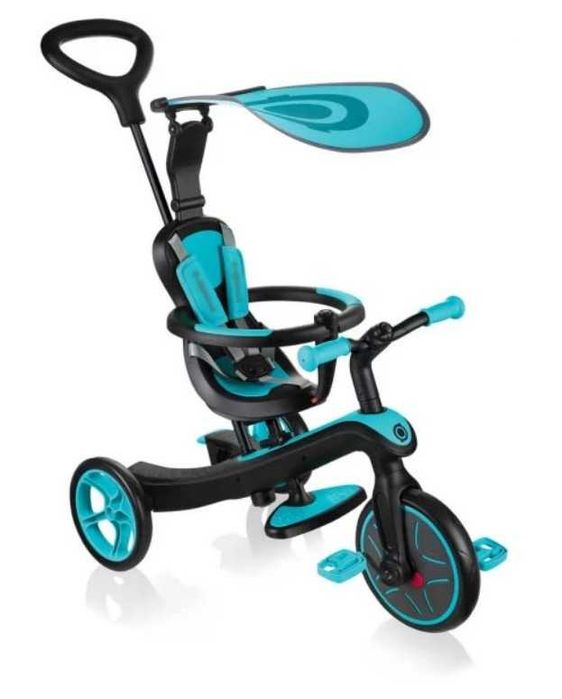 Детска триколка/ колело 4 в 1 Globber - Trike Explorer, синьо-зелена
