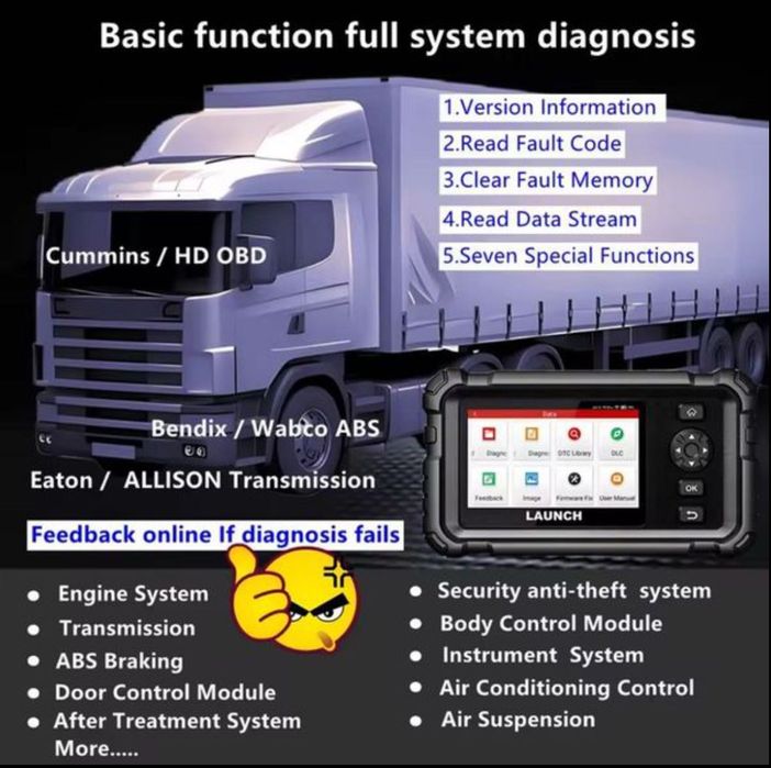 Scaner diagnoza camione utilaje 24v launch 129HD