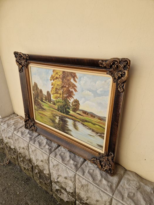 Прекрасна антикварна холандска картина масло върху платно