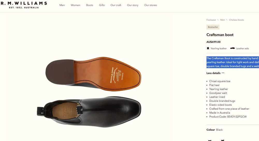 Ghete lace up de lux 43 44 43 R. M. Williams NOI lucrate manual piele