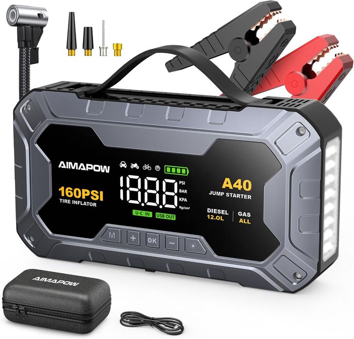 Starter de pornire de 8000A ,160PSI cu compresor de aer, baterie auto 12V ,sigilat