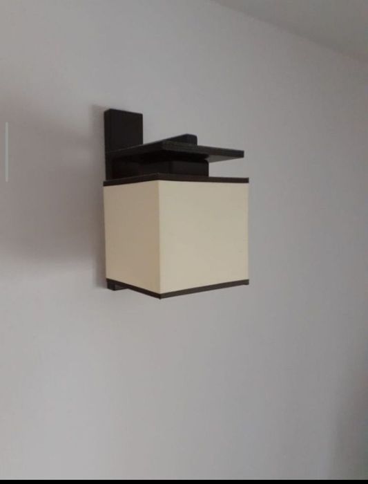 aplica dormitor hol birou bec soclu E14 Corp iluminat lemn si panza